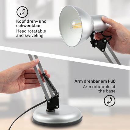 Brilo - Lampă de masă PIXA 1xE14/25W/230V, argintie