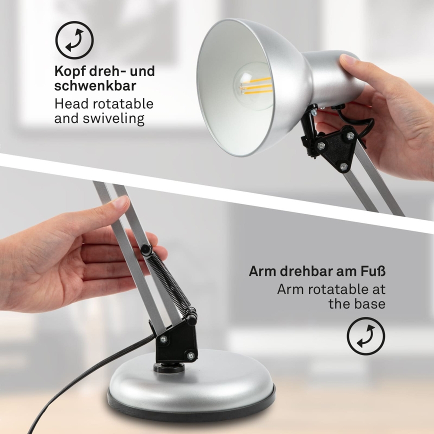 Brilo - Lampă de masă PIXA 1xE14/25W/230V, argintie