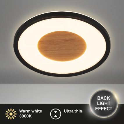 Brilo - Lampă LED de tavan SUFIT WOOD, 18W, 230V, 3000K, Ø 29 cm
