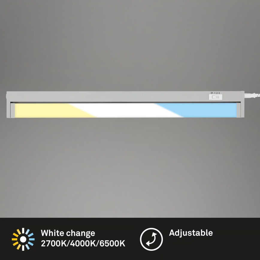Brilo - Lampă LED sub dulap, 6W, 230V, 2700/4000/6500K, 54,5 cm, argintie