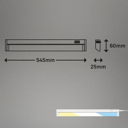 Brilo - Lampă LED sub dulap LED/6W/230V 2700/4000/6500K 54,5 cm albă