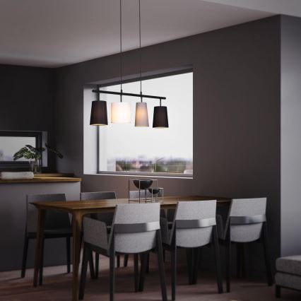 Brilo - lustră suspendată pe cablu, 4xE27/40W/230V, negru/gri/alb