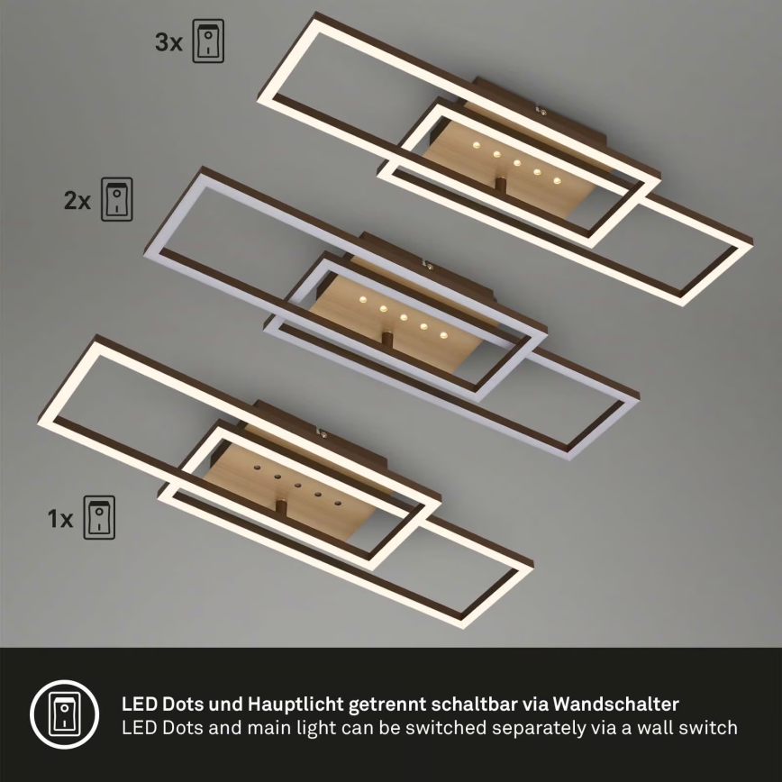 Brilo - Plafonieră dimabilă LED/30W/230V 3000K maro