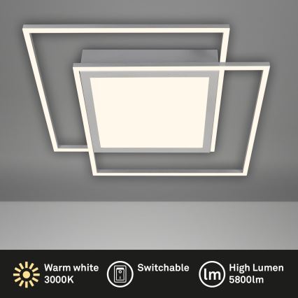 Brilo - Plafonieră LED 51,5x51,5 cm, 2xLED/16W/230V + LED/19W, 3000K, crom mat