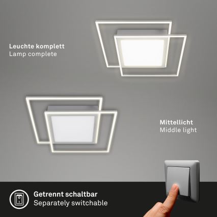 Brilo - Plafonieră LED 51,5x51,5 cm, 2xLED/16W/230V + LED/19W, 3000K, crom mat
