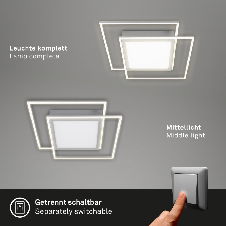 Brilo - Plafonieră LED 51,5x51,5 cm, 2xLED/16W/230V + LED/19W, 3000K, crom mat