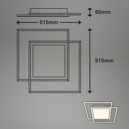 Brilo - Plafonieră LED 51,5x51,5 cm, 2xLED/16W/230V + LED/19W, 3000K, crom mat