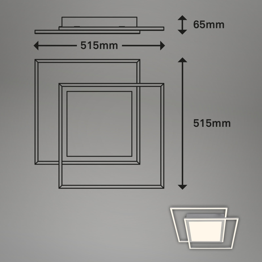 Brilo - Plafonieră LED 51,5x51,5 cm, 2xLED/16W/230V + LED/19W, 3000K, crom mat