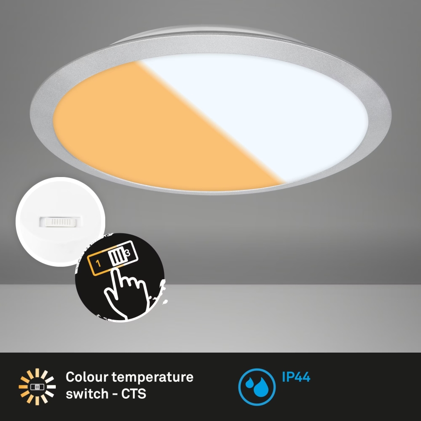 Brilo - Plafonieră LED pentru baie CTS, 21 W, 230 V, 3000/4000 K, IP44, Ø 37 cm, crom mat