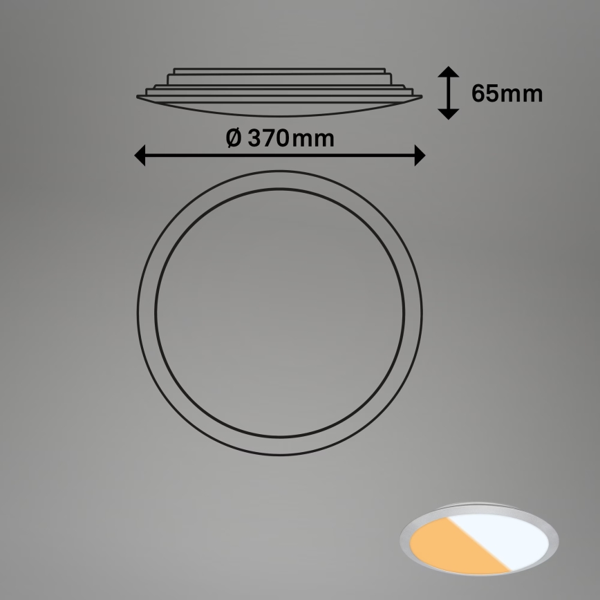 Brilo - Plafonieră LED pentru baie CTS, 21 W, 230 V, 3000/4000 K, IP44, Ø 37 cm, crom mat