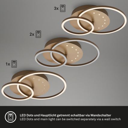 Brilo - Plafonieră LED dimabilă, 26W, 230V, 3000K, maro