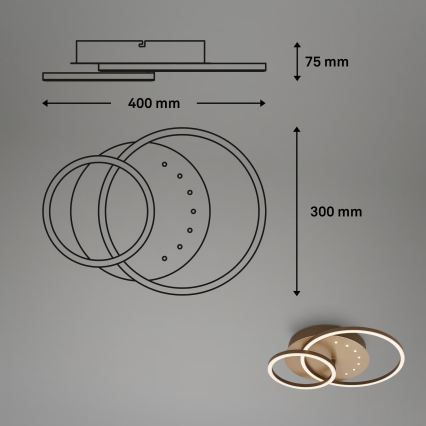 Brilo - Plafonieră LED dimabilă, 26W, 230V, 3000K, maro