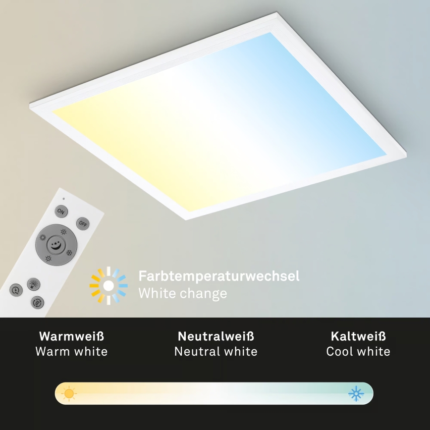 Brilo - Plafonieră LED dimabilă LED/21W/230V 3000-6500K 38x38 cm albă + telecomandă