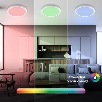 Brilo - Plafonieră LED RGBW dimmabilă, 20W, 230V, 2200–6500K, Wi‑Fi Tuya, diametru 27 cm