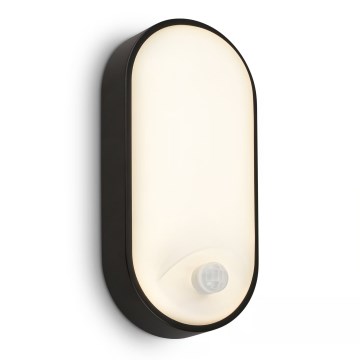 Brilo RUCH - Aplică de perete LED pentru exterior cu senzor de mișcare și senzor crepuscular LED/12W/230V IP65, neagră