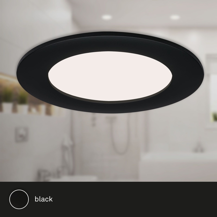 Brilo - Set de 3 spoturi LED încastrate pentru baie FLAT LED/6W/230V IP44, negre