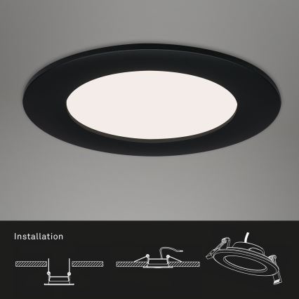 Brilo - Set de 3 spoturi LED încastrate pentru baie FLAT LED/6W/230V IP44, negre
