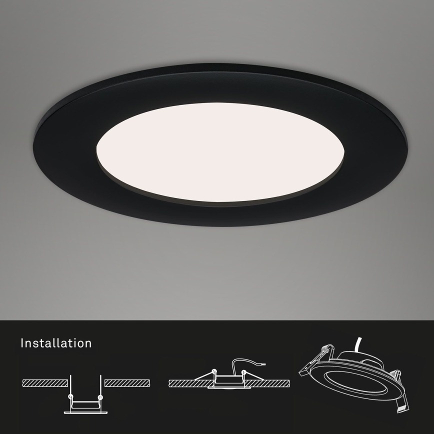 Brilo - Set de 3 spoturi LED încastrate pentru baie FLAT LED/6W/230V IP44, negre