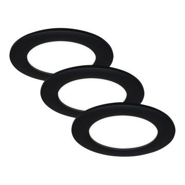 Brilo - Set de 3 spoturi LED încastrate pentru baie FLAT LED/6W/230V IP44, negre