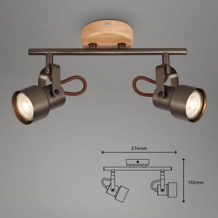 Brilo - Spot LED TAHUN, 2x GU10, 5W, 230V, 3000K, maro
