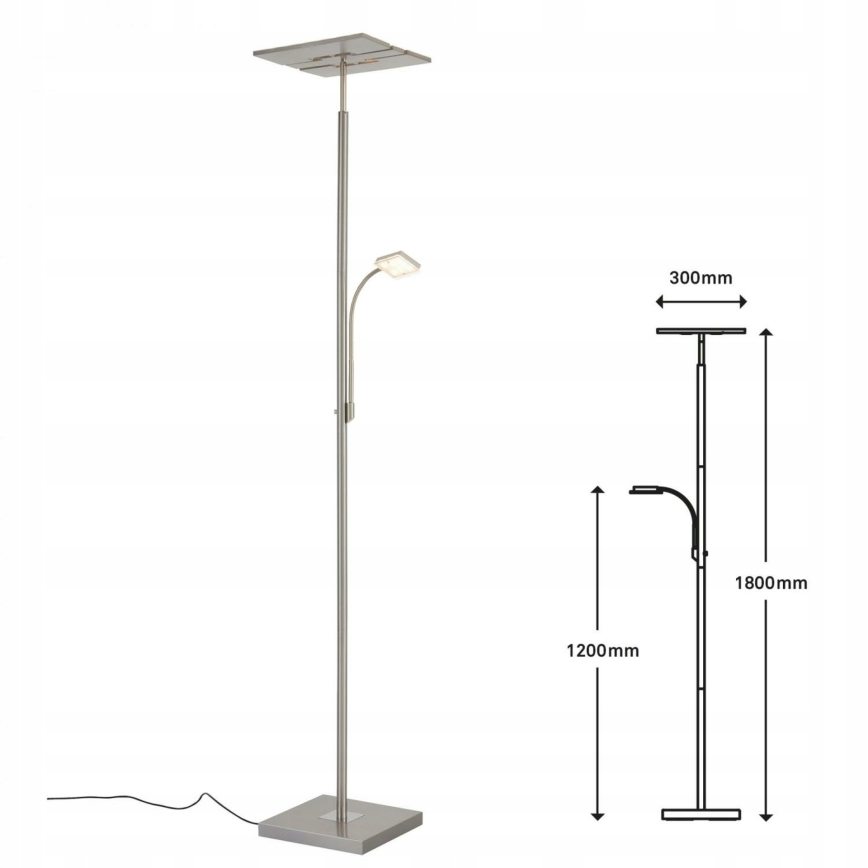 Briloner 1328-022 - Lampă de podea LED dimabilă LED/21W/230V + LED/3,5W crom mat