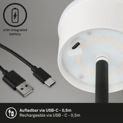 Briloner 1438015 - Lampă de podea LED cu reglare a intensității KIKI, 4,3 W / 5 V, IP44, 2600 mAh, negru