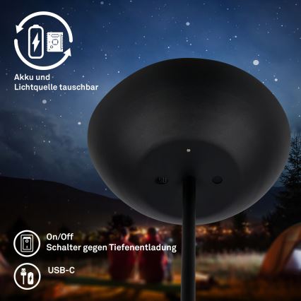 Briloner 1500015 - Lampadar LED reglabil ESTATE LED/8W/5V 4000 mAh negru