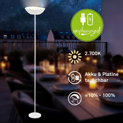 Briloner 1500016 - Lampă de podea LED reglabilă ESTATE LED/8W/5V 4000 mAh albă