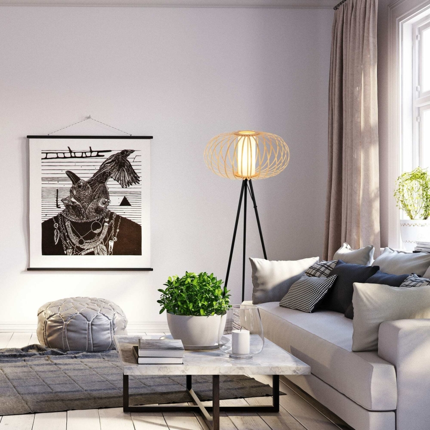 Briloner 1759011 - Lampă de podea 1xE27/10W/230V bambus/negru