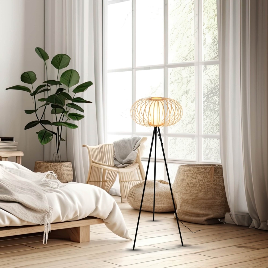 Briloner 1759011 - Lampă de podea 1xE27/10W/230V bambus/negru