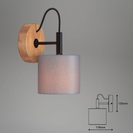 Briloner 2075-014 - Aplica de perete RHON, 1xE14/25W/230V, lemn de cauciuc
