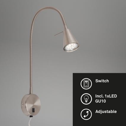 Briloner 2082-012 - Lampă LED flexibilă de perete COMFORT LIGHT 1xGU10/5W/230V crom mat