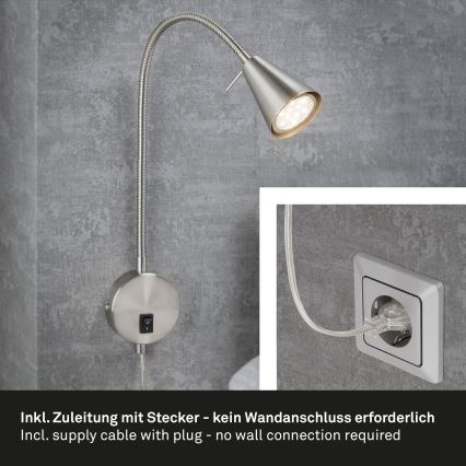 Briloner 2082-012 - Lampă LED flexibilă de perete COMFORT LIGHT 1xGU10/5W/230V crom mat