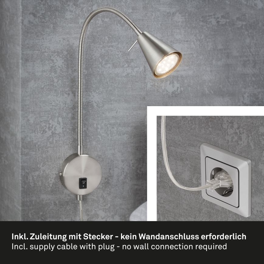 Briloner 2082-012 - Lampă LED flexibilă de perete COMFORT LIGHT 1xGU10/5W/230V crom mat