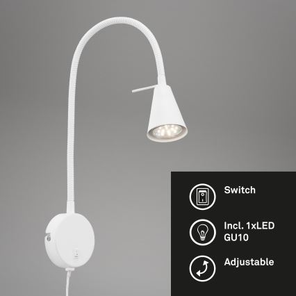 Briloner 2082-016 - Aplică de perete LED flexibilă COMFORT LIGHT 1xGU10/5W/230V, albă
