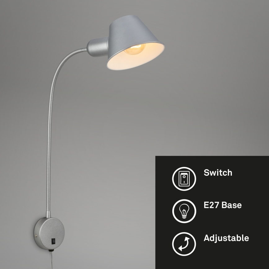 Briloner 2089-014 - Lampă de perete flexibilă BRELLO 1xE27/10W/230V, crom mat