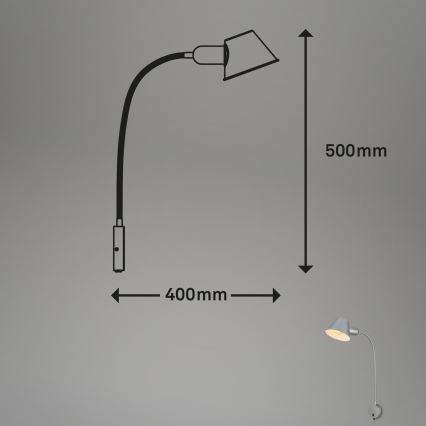 Briloner 2089-014 - Lampă de perete flexibilă BRELLO 1xE27/10W/230V, crom mat