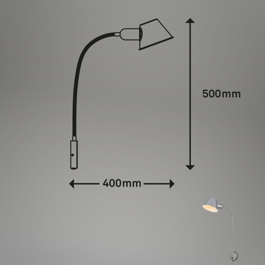 Briloner 2089-014 - Lampă de perete flexibilă BRELLO 1xE27/10W/230V, crom mat