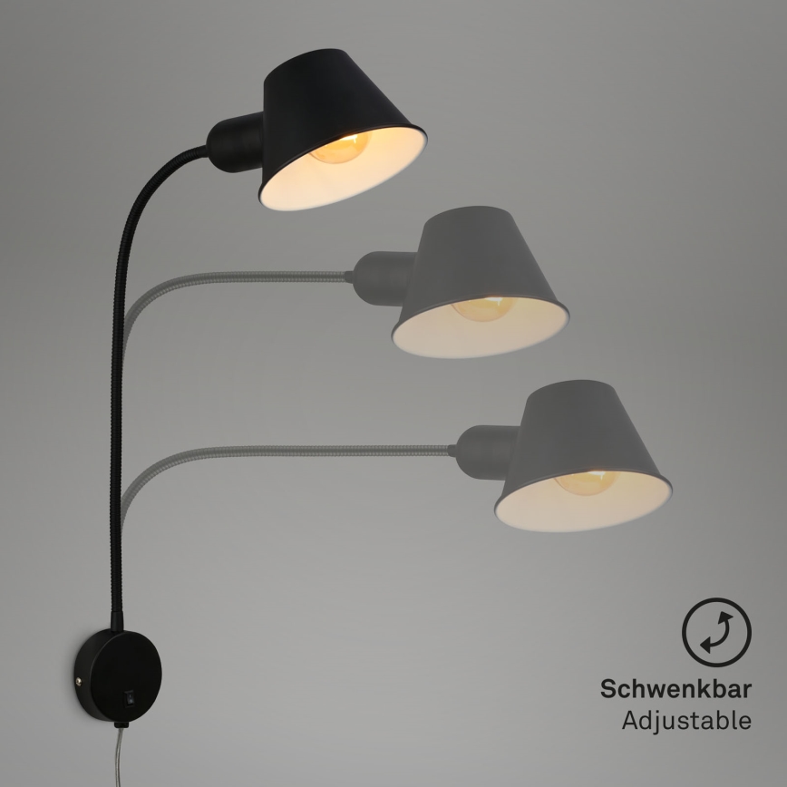 Briloner 2089-015 - Lampă de perete flexibilă BRELLO 1xE27/10W/230V, negru