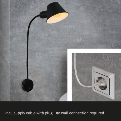 Briloner 2089-015 - Lampă de perete flexibilă BRELLO 1xE27/10W/230V, negru