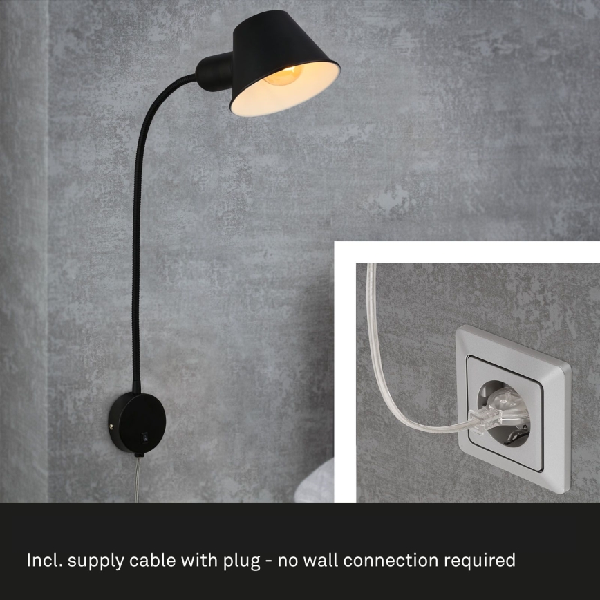 Briloner 2089-015 - Lampă de perete flexibilă BRELLO 1xE27/10W/230V, negru