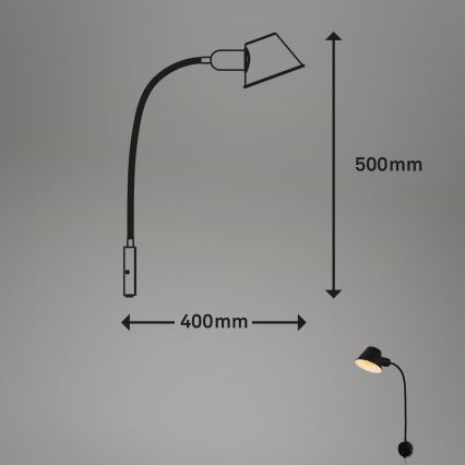 Briloner 2089-015 - Lampă de perete flexibilă BRELLO 1xE27/10W/230V, negru