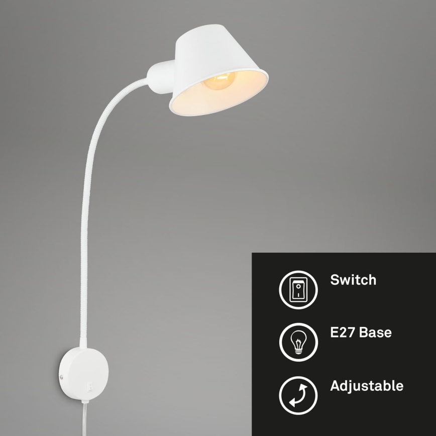 Briloner 2089-016 - Aplică de perete flexibilă BRELLO 1xE27/10W/230V, albă