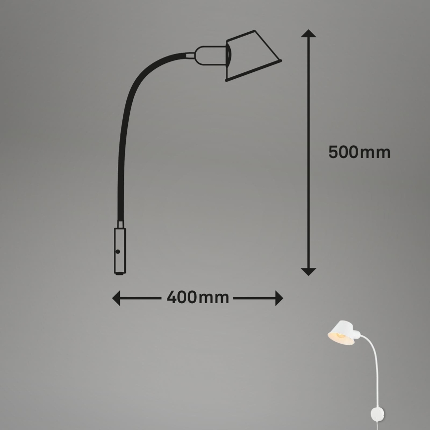 Briloner 2089-016 - Aplică de perete flexibilă BRELLO 1xE27/10W/230V, albă