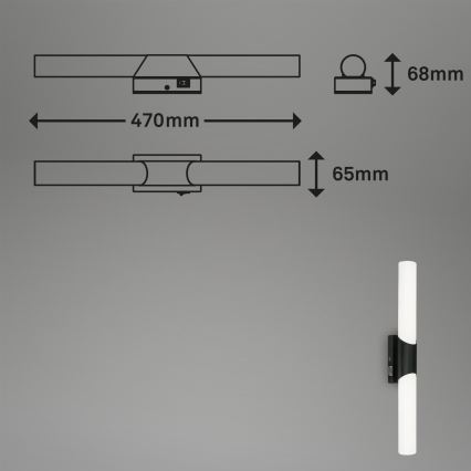 Briloner 2111-115 - Lampă LED pentru oglindă de baie LED/11W/230V IP44 47 cm neagră
