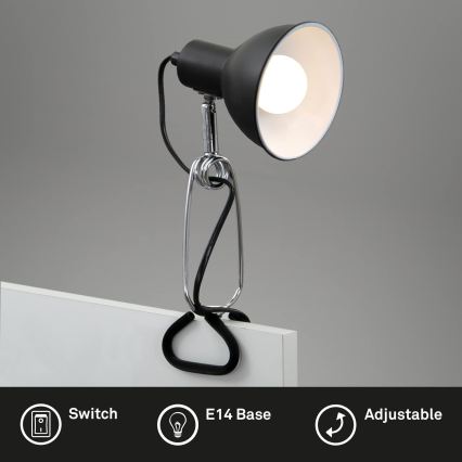 Briloner 2790-015 - Lampă cu clemă FIX 1xE14/8W/230V negru/crom lucios
