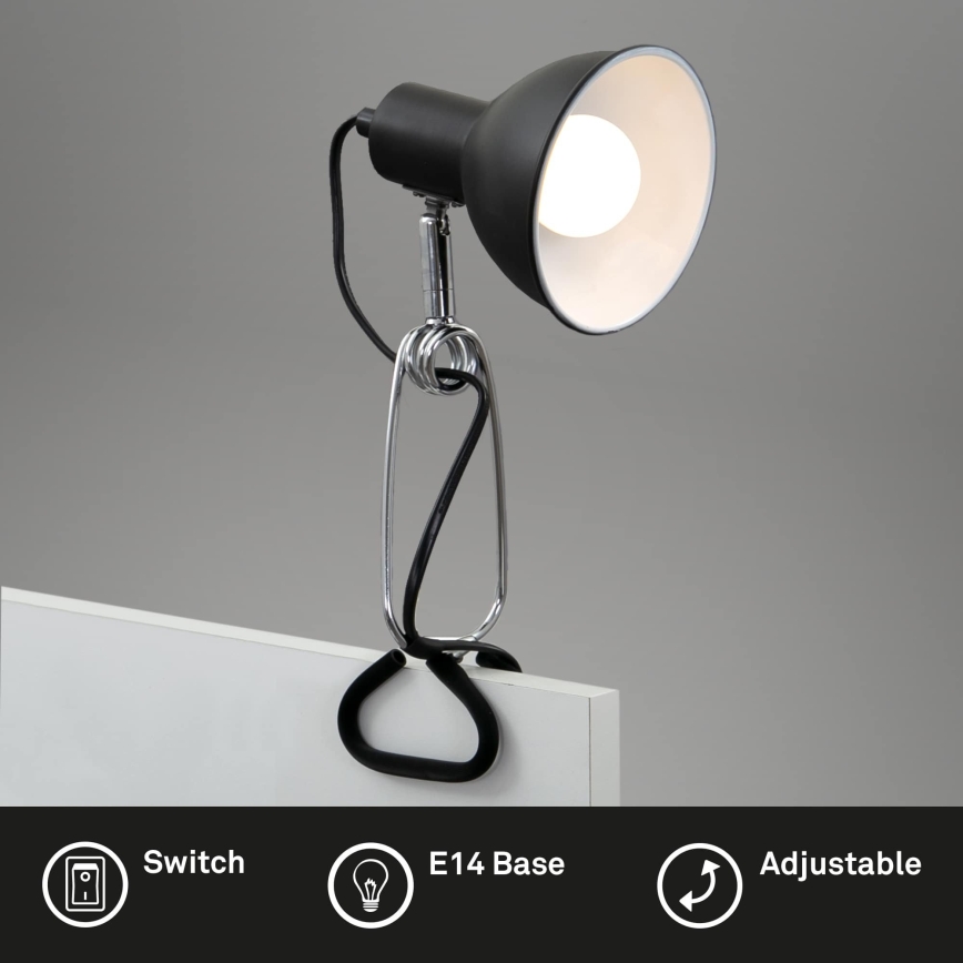Briloner 2790-015 - Lampă cu clemă FIX 1xE14/8W/230V negru/crom lucios