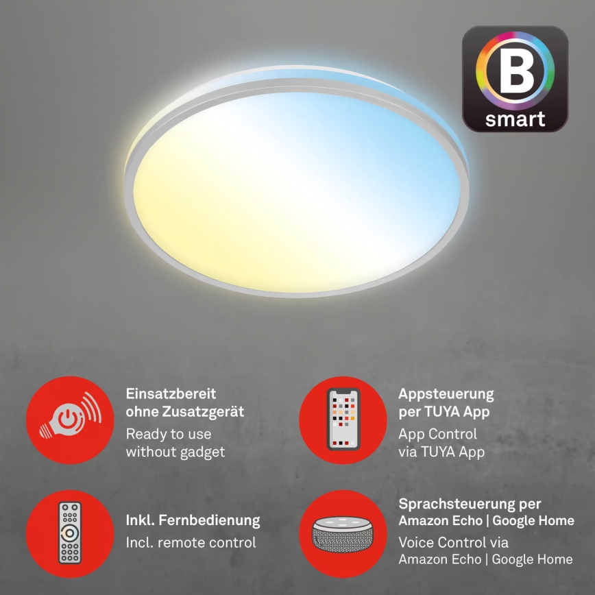 Briloner 3064-014 - Plafonieră LED dimerizabilă IVY LED/24W/230V Wi‑Fi Tuya Ø 33,3 cm + telecomandă