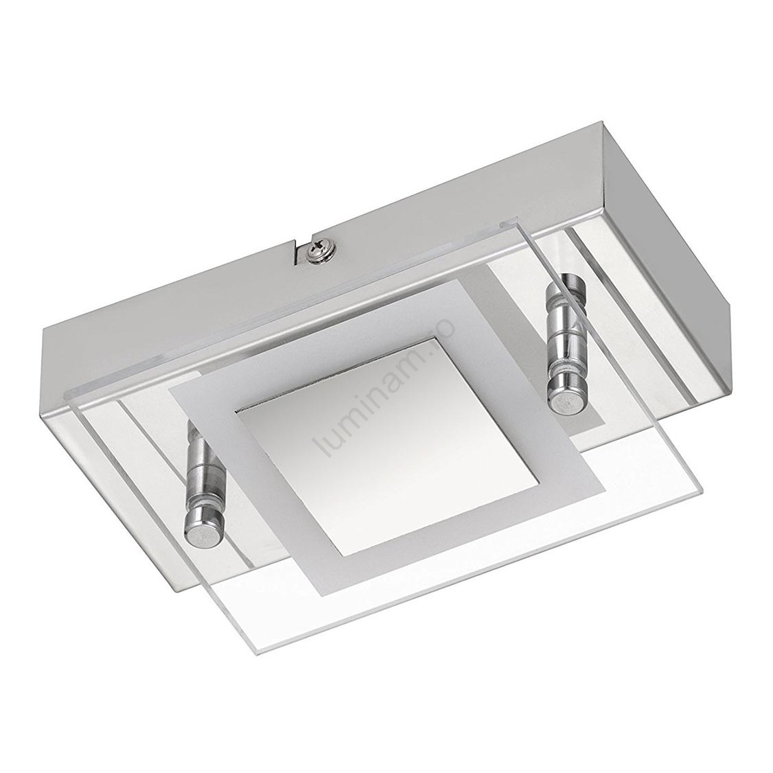Plafoniera LED Rotonda Briloner 3598-028 A+, Cromata, 2xGU10 3W 250lm Incluse, Luce Calda, 21x21x8 Cm