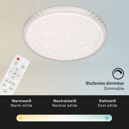 Briloner 3412-016 - Plafonieră LED dimabilă STAR SKY LED/24W/230V 3000/4000/6000K Ø 39 cm + telecomandă